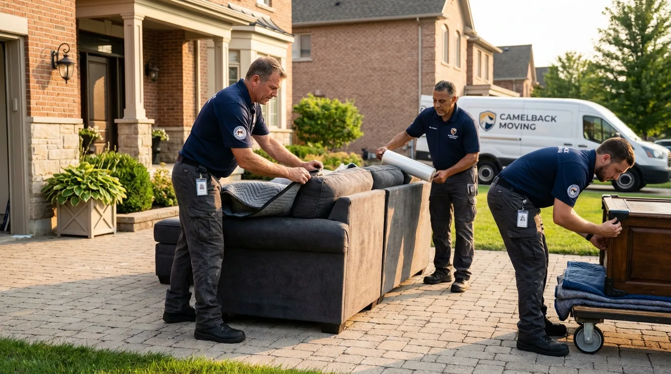 Large estate moving crew wrapping furniture in Santa Rosa, NM