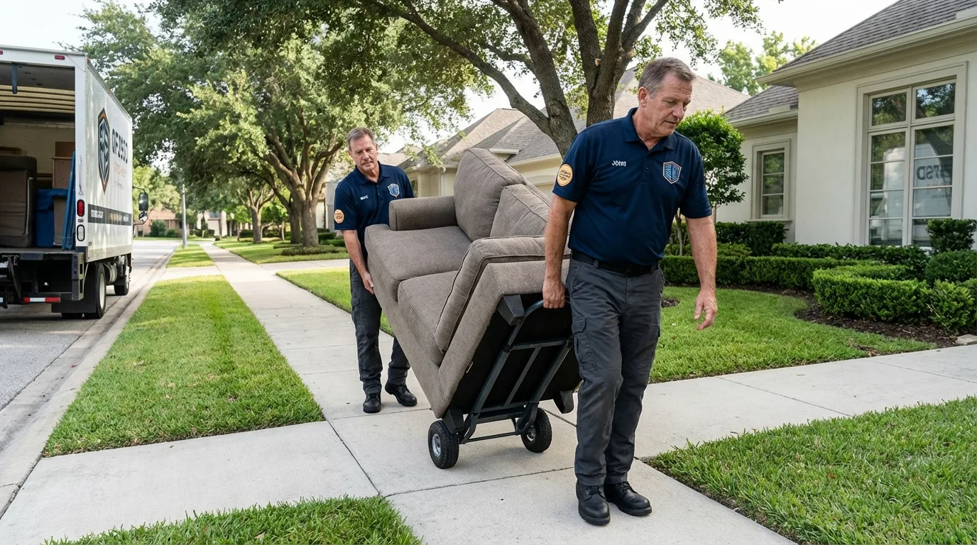 Local residential moving crew loading furniture in Santa Rosa, NM