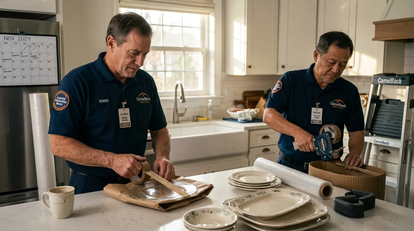Professional crew packing kitchen dishware in Santa Rosa, NM